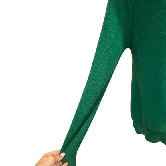 Sofia 100% Cashmere V Neck Ribbed Hem Emerald Green Pullover Sweater Women’s XS - Picture 9 of 15